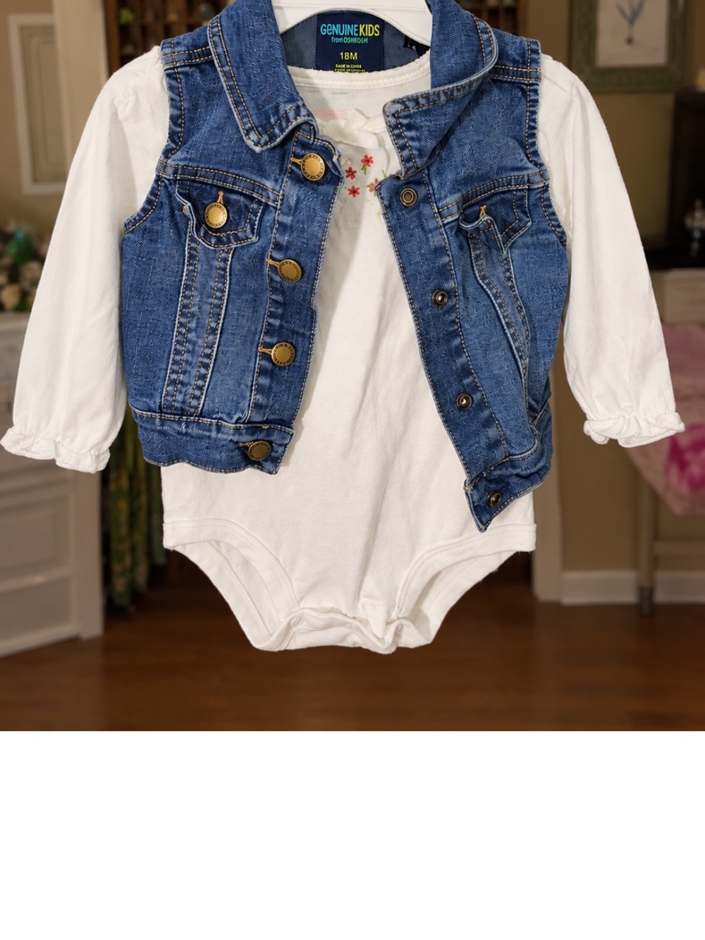 OshKosh B'gosh Blue Denim Vest with Gold Buttons